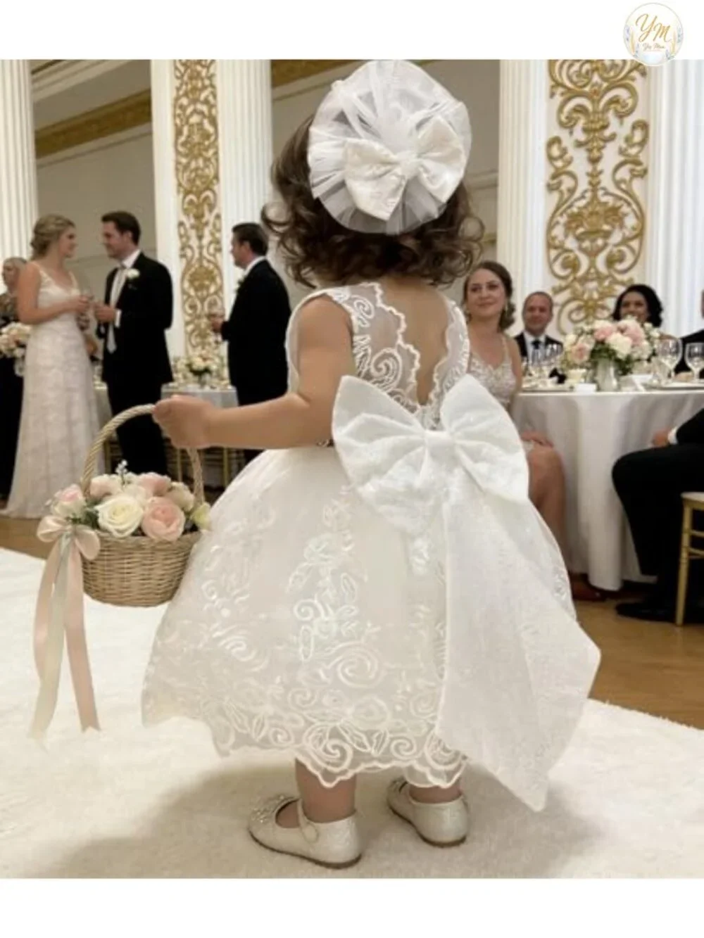 Lace Ruffle Baby Girl Dress with Bow Headband